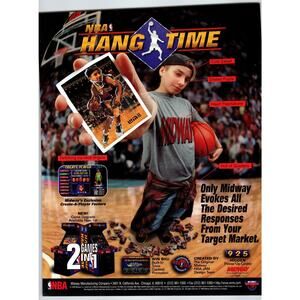NBA Hang Time Arcade Game Flyer 2 Sides Original Basketball Sports Art 8.5" x 11